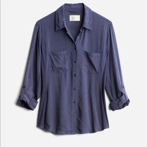 Cosmic Blue Love - Enedina Slim Mixed Material Top - M